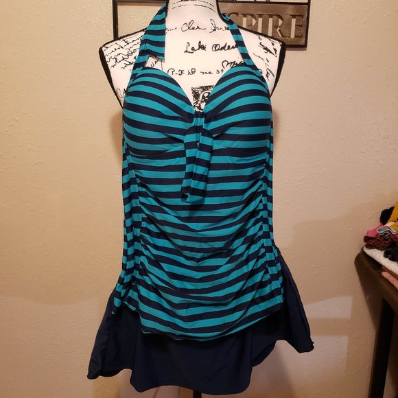 Merona Swim 2 Pc Swimsuit Halter Top Swim Skirt Poshmark